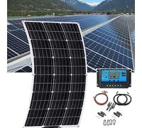 Pannello Solare Semi-Flessibile (150 W/300 W), Caricabatterie 12 V + Pannelli Solari 18 V + Regolatore di Carica 40 A + Piegatura Ad Arco A 30 °, per Auto da Esterno per Camper,150W