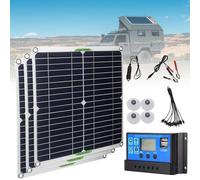 Pannello Solare Usb Da 200 W (28X28Cm) - Controller 20 A/30 A/60A + Linea Di Ricarica 5 In 1, Caricatore Solare Portatile, Sis-tema Di Moduli Fotovoltaici - Barca/Camper/Cabina/Furgone/Auto,3Pcs-20A