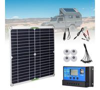 Pannello Solare Usb Da 200 W (28X28Cm) - Controller 20 A/30 A/60A + Linea Di Ricarica 5 In 1, Caricatore Solare Portatile, Sis-tema Di Moduli Fotovoltaici - Barca/Camper/Cabina/Furgone/Auto,1Pcs-20A