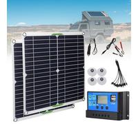 Pannello Solare Usb Da 200 W (28X28Cm) - Controller 20 A/30 A/60A + Linea Di Ricarica 5 In 1, Caricatore Solare Portatile, Sis-tema Di Moduli Fotovoltaici - Barca/Camper/Cabina/Furgone/Auto,2Pcs-20A