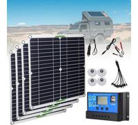 Pannello Solare Usb Da 200 W (28X28Cm) - Controller 20 A/30 A/60A + Linea Di Ricarica 5 In 1, Caricatore Solare Portatile, Sis-tema Di Moduli Fotovoltaici - Barca/Camper/Cabina/Furgone/Auto,4Pcs-20A