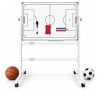Pannello Tattico per Coaching Mobile, Regolazione dell'Altezza | Lavagna Strategica per Allenatori a Doppia Faccia Rotante a 360° con Ruote, Basket per Basket e Calcio(football,60*90CM)