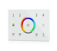 Pannello Touch DMX512 da Parete 4 Zone 5 in 1, Bianco, Master DMX e Telecomando RF 2.4GHz, per Monocolore CCT RGB RGBW RGB+CCT, 220V, Compatibile con Scatola 503 Italiana