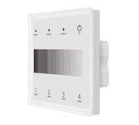 Pannello Touch Master DALI Bianco, 4 Zone 3 Scene 4 Indirizzi, Alimentatore Bus Integrato, 16VDC Max 100mA, Touch Slider, Vetro Temperato, DALI-2 Per Dimmer DT6, 86X86mm Per Scatola 502