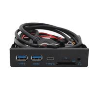 Pannello unità Floppy USB3.2 GEN1 Tipo C, Pannello Frontale Plug and Play da 5 Gbps da 3,5 Pollici Hub USB3.2 19PIN, Conversione 2xUSB3.0, 1xTYPE C, HD, Lettore di Schede per