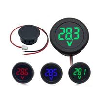 Pannello voltmetro rotondo con display digitale a LED per auto DC4100V design a due fili per il monitoraggio della tensione CC del veicolo (verde)