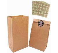 Panngu 100 Pezzi Qualità Sacchetti di Carta, Sacchetti Carta Kraft 12 x 21 x 7cm Carta regalo, Buste Shopper Biodegradabili per essere decorati e regali natalizi/Caramelle compleanno/DIY
