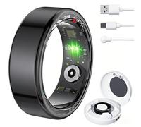 Panngu Anello intelligente misura 8 in nero, per dormire, fitness, per uomo e donna, 7 giorni di durata della batteria senza display, IP68, impermeabile, compatibile con iOS/Android