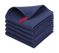 Panni in per cotone Naturale a per nido d'Ape, Set 5 Asciugatutto Cucina 30x30cm, Stracci Assorbenti per Piatti e per lavaggio, Morbidi e Riutilizzabili, per vari(Deep Blue)