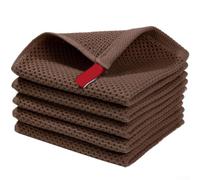 Panni in per cotone Naturale a per nido d'Ape, Set 5 Asciugatutto Cucina 30x30cm, Stracci Assorbenti per Piatti e per lavaggio, Morbidi e Riutilizzabili, per vari(Deep Curry)