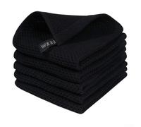 Panni in per cotone Naturale a per nido d'Ape, Set 5 Asciugatutto Cucina 30x30cm, Stracci Assorbenti per Piatti e per lavaggio, Morbidi e Riutilizzabili, per vari(black)