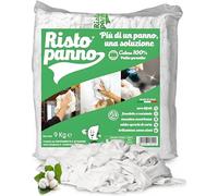 Panni Multiuso Stracci Bianchi Cotone - Box 9 kg - 40/50 x 50/60cm - Panni per Vetri, Acciaio, Mani e Superfici di Lavoro - Alta assorbenza e Zero Pelucchi - Linea Classic