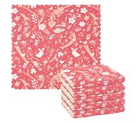 Panni per la pulizia della tavola, motivo rosa, con nastri, baci e fiori, asciugatura rapida, assorbenti, 6 pezzi, 27,9 x 27,9 cm