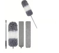 Panni Per La Pulizia Estensibili Spolverino retrattile da 4 pezzi con asta telescopica for carichi pesanti con telaio in acciaio inossidabile(Gray and white)
