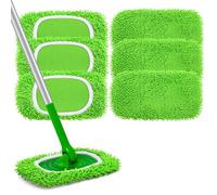 Panni Riutilizzabili per Swiffer Lavapavimenti 6 pezzi in microfibra coral fleece 25x11.5 cm, lavabili e riutilizzabili per pavimenti duri in casa e ufficio verde