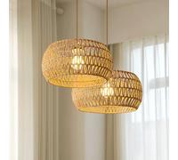 PANNN E27 Lampada A Sospensione Rustica Lampadario Rattan Paralume Rattan Lampadario Soggiorno A Sospensione Lampadario Vimini Boho Plafoniera Per Cucina Sala Sala Da Pranzo Camera Da Letto(A)