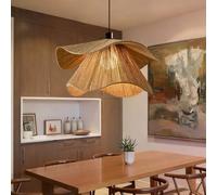 PANNN Lampada A Sospensione In Ratan E27 Abat-jour In Corda Di Canapa Intrecciata Lampa Da Sala Da Pranzo In Stile Bohemien Lampadario Vintage Casale Adatta Per Camera Da Letto Soggiorno Cucina(80CM)