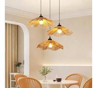 PANNN Plafoniera Vintage In Rattan Intreccio Artigianale Lampadario Floreale E27 Lampada Da Soffitto Bohémien A 3 Luci Con Paralume In Rattan Adatta Per Soggiorni Sale Da Pranzo Camere Da Letto(B)