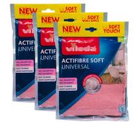 Panno ACTIFIBRE SOFT UNIVERSAL In Microfibra Con Rivestimento In Poliuretano Per Il Massimo Potere Pulente e La Massima Assorbenza, Non Lascia Aloni. Confezione Da 2 Panni - 27x32cm (3 Confezioni)