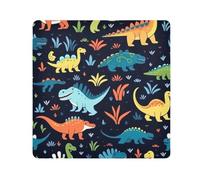 Panno adesivo nero con dinosauri colorati, quadrati, panno autoadesivo per obiettivo della fotocamera, antigraffio, protezione per obiettivo, borsa per il trucco, 35,1 x 35,1 cm, Multicolore,