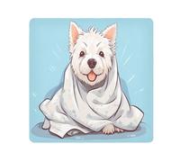 Panno adesivo per fotocamera con cane bianco, quadrato magico panno autoadesivo per obiettivo fotocamera antigraffio protezione obiettivo borsa in panno per il trucco 35,1 x 35,1 cm, Multicolore,