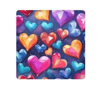 Panno adesivo per fotocamera con cuori colorati, quadrati, magici, autoadesivi, per obiettivo della fotocamera, protezione antigraffio per obiettivi, borsa per il trucco, 35,1 x 35,1 cm, Multicolore,