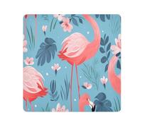 Panno adesivo per fotocamera con fenicottero e foglie blu, quadrati, magici, autoadesivi, per obiettivi, antigraffio, protezione per obiettivi, borsa per il trucco, 35,1 x 35,1 cm, Multicolore,