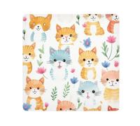 Panno adesivo per fotocamera con gatti floreali, quadrati magici, panno autoadesivo per obiettivo della fotocamera, protezione antigraffio per obiettivi, borsa per il trucco, 35,1 x 35,1 cm,