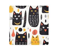 Panno adesivo per fotocamera con gatto nero e giallo, quadrato magico autoadesivo per obiettivo fotocamera antigraffio protezione obiettivo borsa in panno per il trucco 35,1 x 35,1 cm, Multicolore,
