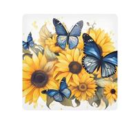 Panno adesivo per fotocamera con girasoli e farfalle, quadrati, magici, autoadesivi, per obiettivo della fotocamera, antigraffio, protezione per obiettivo, borsa per il trucco, 35,1 x 35,1 cm,