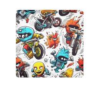 Panno adesivo per fotocamera con mostro di moto, quadrati, magici, autoadesivi, per obiettivo della fotocamera, antigraffio, protezione per obiettivo, borsa per il trucco, 35,1 x 35,1 cm, Multicolore,