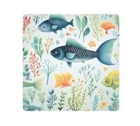 Panno adesivo per fotocamera con pesci colorati, quadrati, magici, autoadesivi, per obiettivo della fotocamera, protezione antigraffio per obiettivi, borsa per il trucco, 35,1 x 35,1 cm, Multicolore,