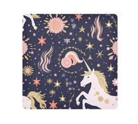 Panno adesivo per fotocamera con unicorno, stella e fiore, quadrati, magico, autoadesivo, per obiettivo della fotocamera, protezione antigraffio per obiettivi, borsa per il trucco, 35,1 x 35,1 cm,