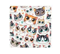 Panno adesivo per fotocamera con volto di gatto, quadrato magico autoadesivo per obiettivo della fotocamera, antigraffio, protezione per obiettivo, borsa per il trucco, 35 x 35 cm, Multicolore,