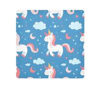 Panno adesivo per fotocamera in tessuto, motivo unicorno, quadrati, magici, autoadesivi, per obiettivo, antigraffio, protezione per obiettivo, borsa per il trucco, 35 x 35 cm, Multicolore,