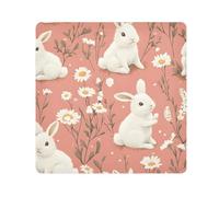 Panno adesivo per fotocamera, motivo coniglio bianco, quadrato magico panno autoadesivo per obiettivo fotocamera antigraffio protezione lente borsa per il trucco 35,1 x 35,1 cm, Multicolore,