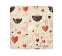 Panno adesivo per fotocamera, motivo cuore caffè, quadrati, panno autoadesivo per obiettivo, antigraffio, protezione per obiettivo, borsa per il trucco, 35 x 35 cm, Multicolore, 17.7x17.7in, moderno