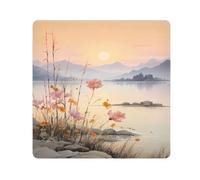 Panno adesivo per fotocamera, motivo fiori tramonto e montagna, quadrati, magico, autoadesivo, per obiettivo della fotocamera, antigraffio, protezione per obiettivo, borsa per il trucco, 35,1 x 35,1