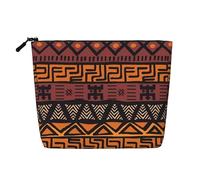 Panno di fango africano tribale impermeabile di grande capacità con cerniera viaggio di lavoro viaggio casa multifunzionale borsa per il trucco borsa portamonete, Nero , Taglia unica