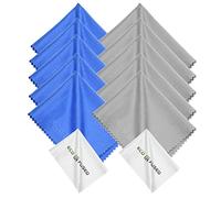 Panno in Microfibra da 6 x 7" per la Pulizia - Set 12 Panni Blu/Grigio e Bianco per Occhiali e Lenti della Fotocamera