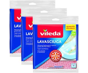 Panno lavasciuga microfirba Vileda 9 panni multiuso lavabili 34x34 cm pulizia