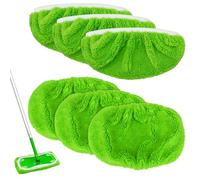 Panno Mocio di Ricambio Microfibra, Panni Riutilizzabili Compatibile con Swiffer Mop Panno Vello Corallo Pavimenti Mop Panni Cuscinetti Straccio Lavapavimenti per Uso Umido e Secco 6 Pezzi