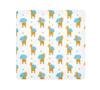 Panno multiuso con giraffe in stile cartone animato, con macchie arancioni, autoadesivo, 55,1 x 55,1 cm, leggero, pieghevole, per accessori per fotocamera