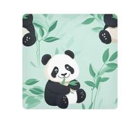 Panno per fotocamera con panda color foglia di tè, panno autoadesivo quadrato magico per obiettivo fotocamera antigraffio protezione obiettivo borsa di panno per il trucco 35,1 x 35,1 cm, Multicolore,