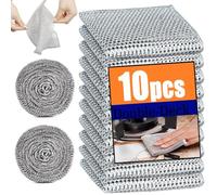 Panno per la pulizia in rete metallica, panno antigraffio, stracci per lavare i piatti, multiuso in metallo, spugna riutilizzabile in lana d'acciaio per la pulizia della cucina (10 pezzi) adatto per
