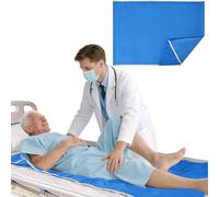 Panno scorrevole per biancheria da letto, 75 x 115 cm, foglio scorrevole per il trasferimento degli anziani, supporto per biancheria da letto, trasferimento paziente, colore: blu