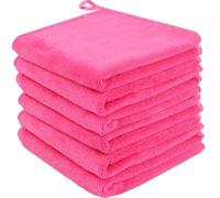 Panno Struccante per il Viso in Microfibra Pulizia Viso Solo con Acqua 30cm x 30cm 6 pezzi Rosa chiaro