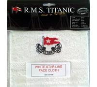 Panno viso RMS Titanic 100% cotone ricamato bianco linea stella regalo da col...