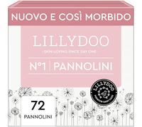 Pannolini LILLYDOO delicati sulla pelle - taglia 1 (2-5 kg), pacco scorta (72 unità), protezione contro le fuoriuscite, morbidi, senza profumi & lozioni e dermatologicamente testati