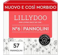 Pannolini LILLYDOO delicati sulla pelle - taglia 6 (13+ kg), pacco scorta (57 unità), protezione contro le fuoriuscite, morbidi, senza profumi & lozioni e dermatologicamente testati
